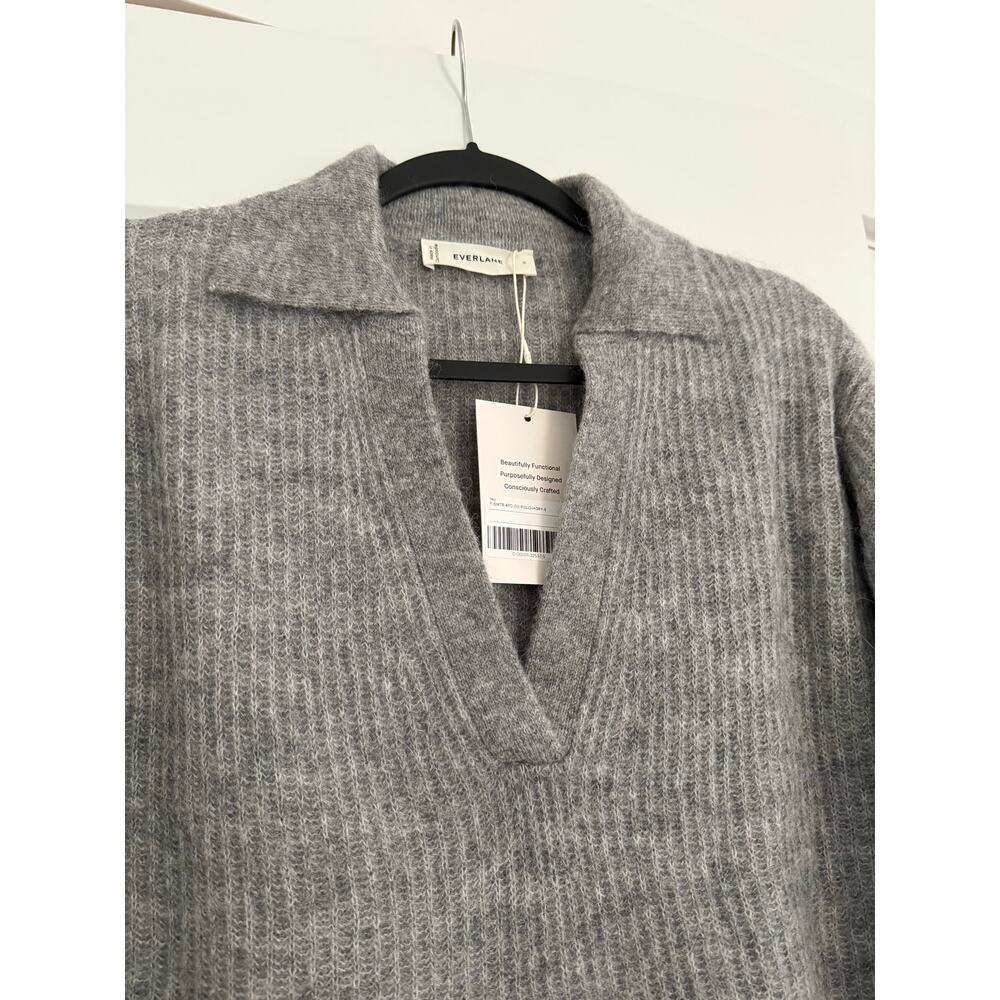 $128 New Everlane The Oversized Polo in Alpaca - Heather Grey Small - Picture 6 of 15
